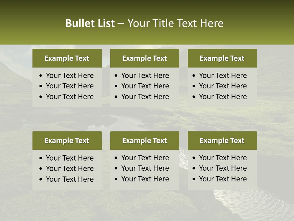 A River Running Through A Lush Green Valley PowerPoint Template