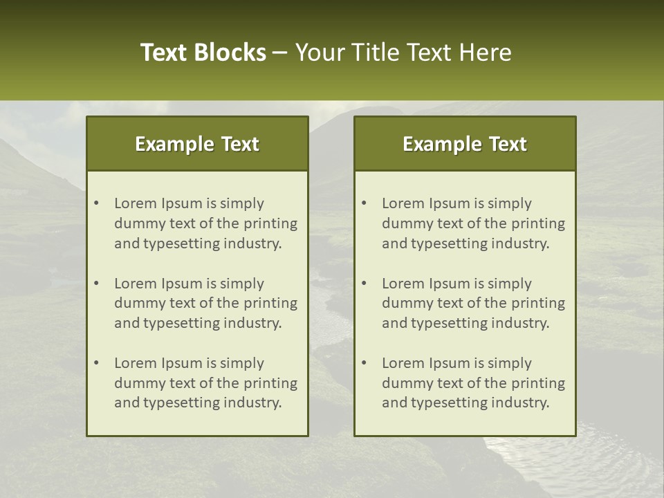 A River Running Through A Lush Green Valley PowerPoint Template