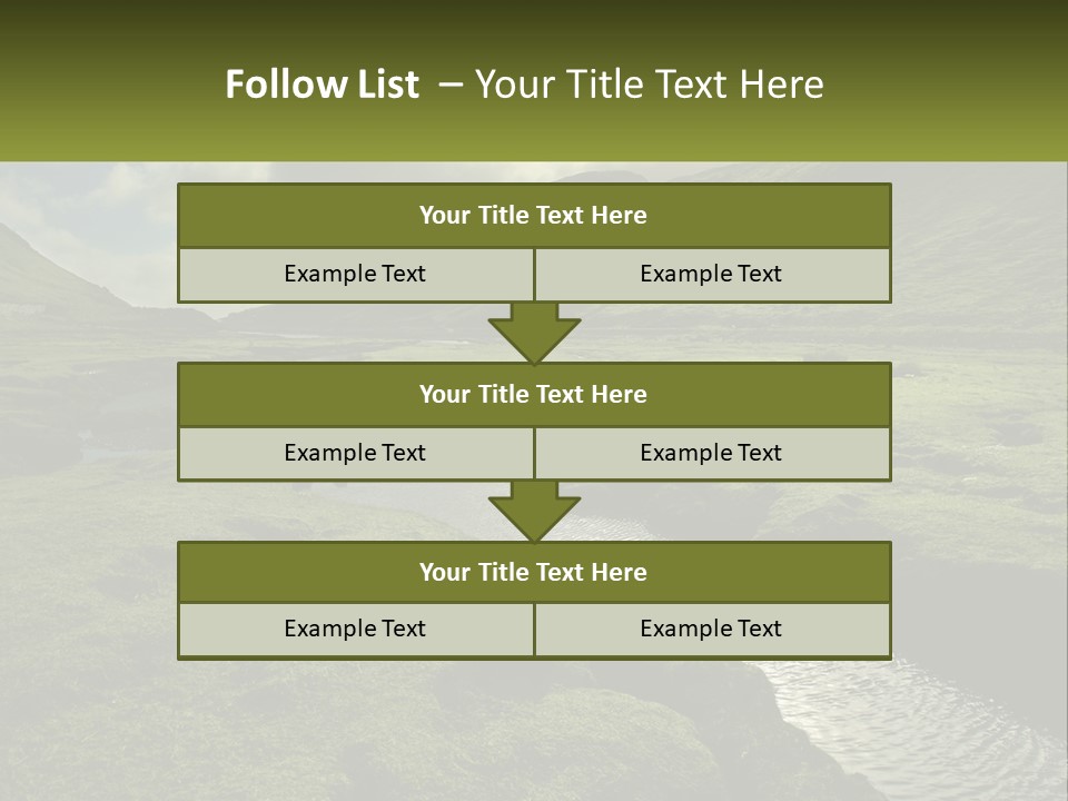 A River Running Through A Lush Green Valley PowerPoint Template