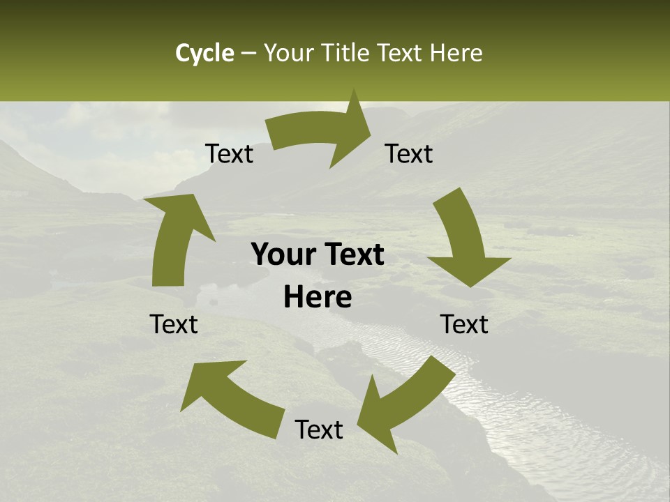 A River Running Through A Lush Green Valley PowerPoint Template