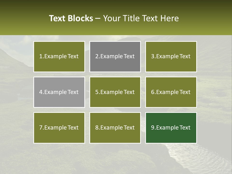A River Running Through A Lush Green Valley PowerPoint Template