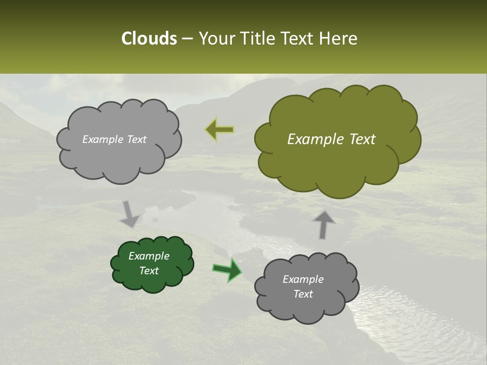 A River Running Through A Lush Green Valley PowerPoint Template