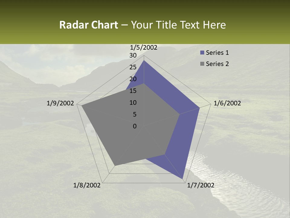 A River Running Through A Lush Green Valley PowerPoint Template