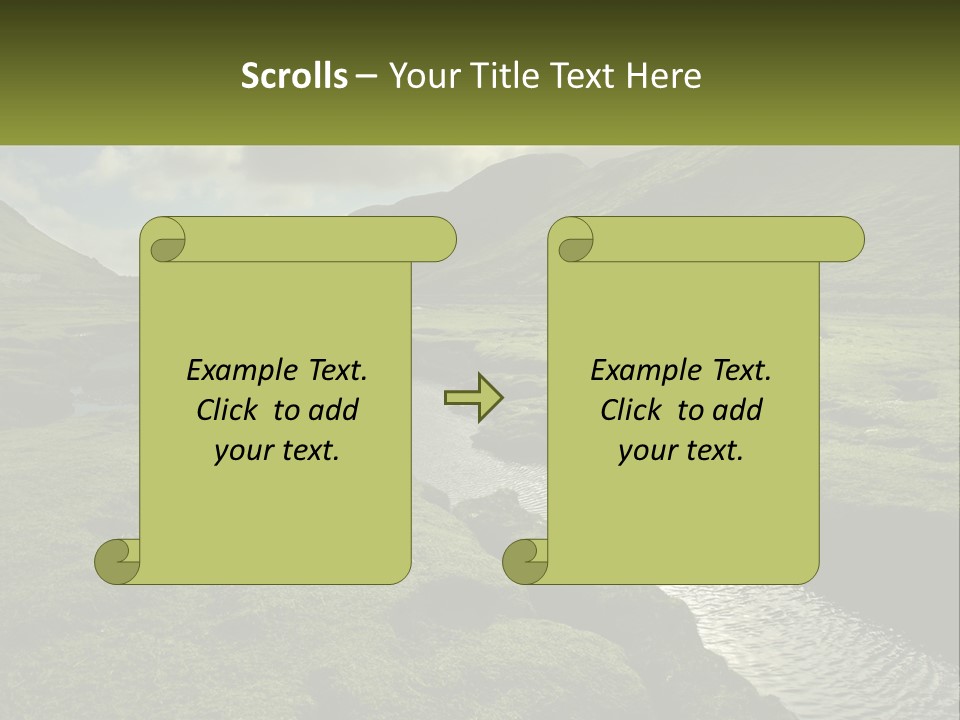 A River Running Through A Lush Green Valley PowerPoint Template