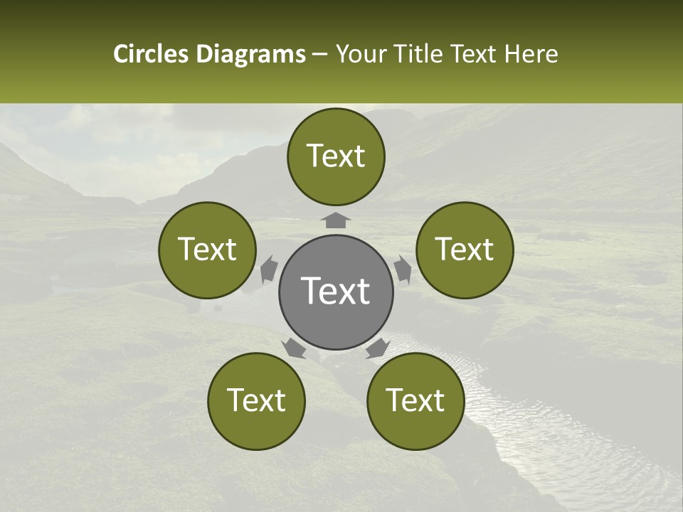 A River Running Through A Lush Green Valley PowerPoint Template