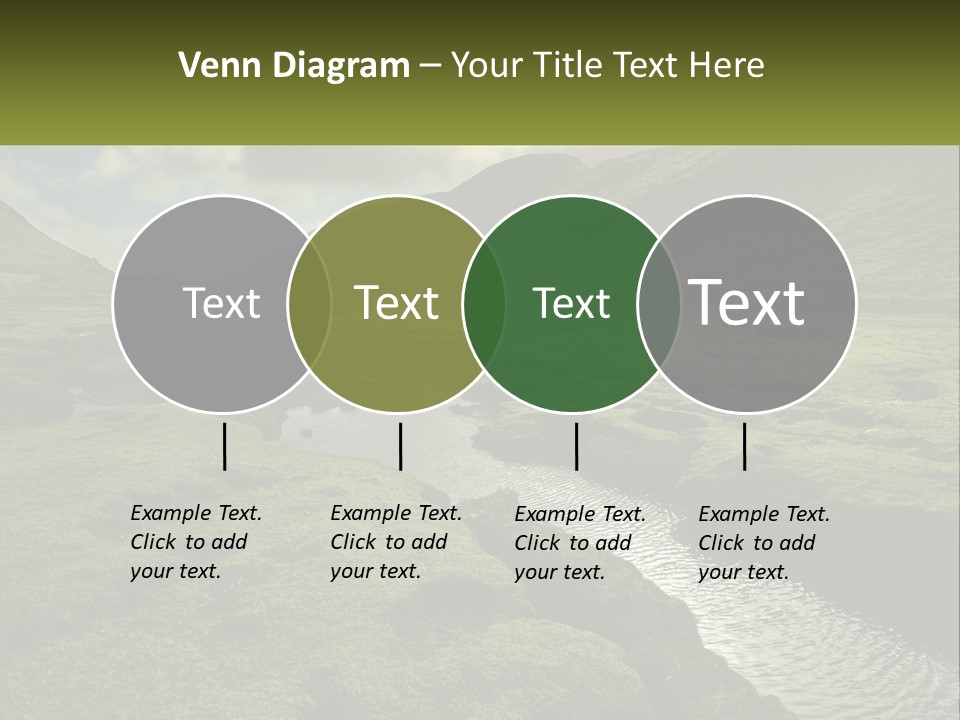 A River Running Through A Lush Green Valley PowerPoint Template