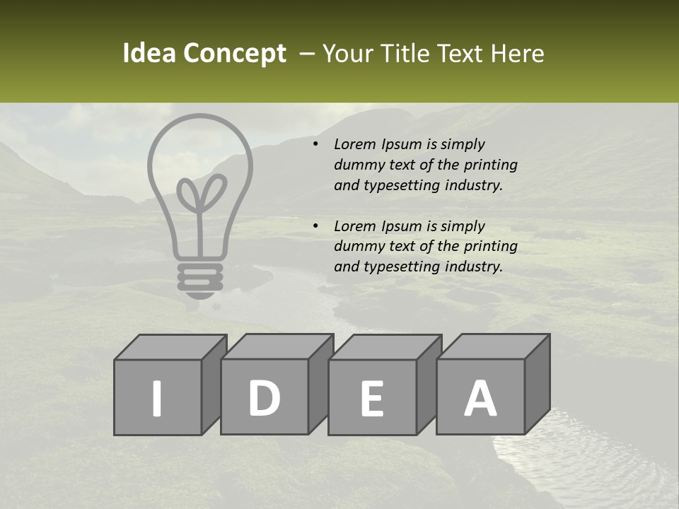 A River Running Through A Lush Green Valley PowerPoint Template