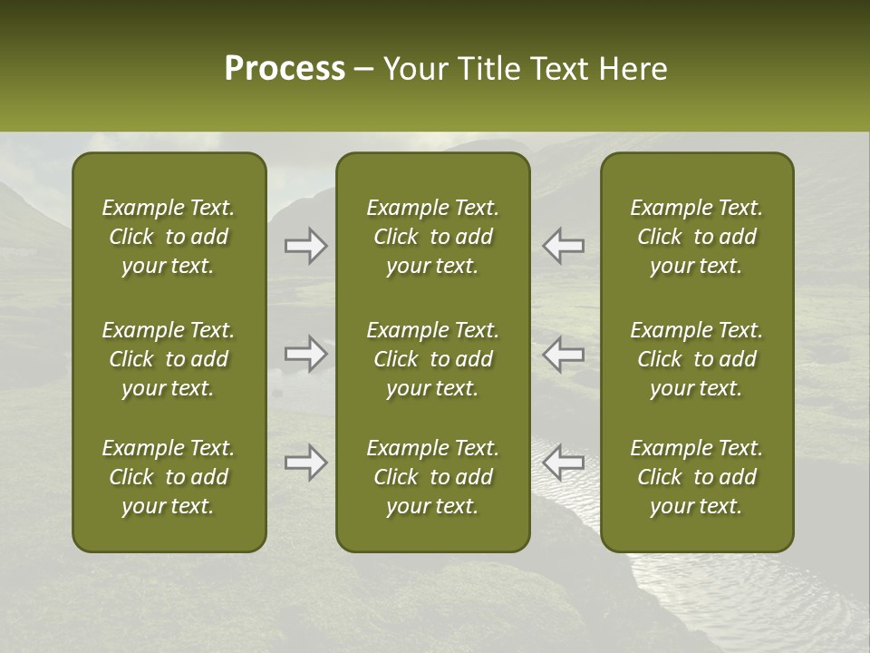 A River Running Through A Lush Green Valley PowerPoint Template