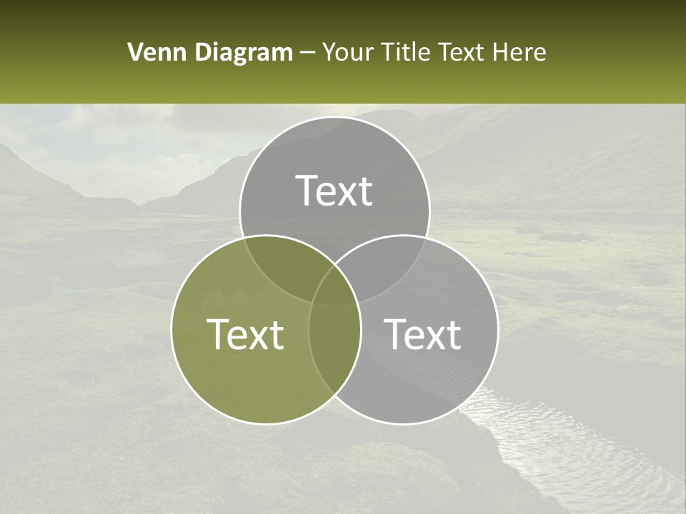 A River Running Through A Lush Green Valley PowerPoint Template