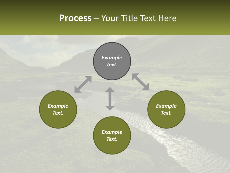 A River Running Through A Lush Green Valley PowerPoint Template