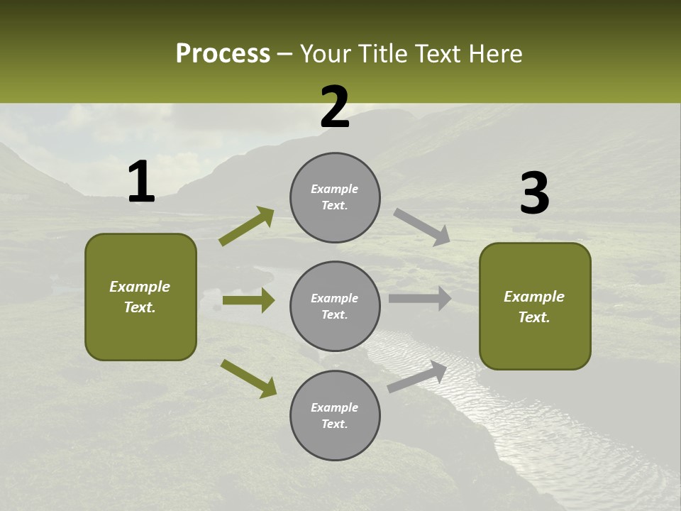 A River Running Through A Lush Green Valley PowerPoint Template
