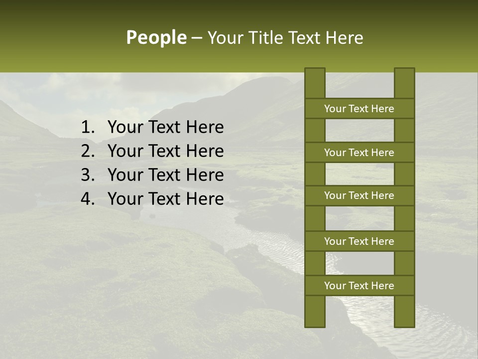 A River Running Through A Lush Green Valley PowerPoint Template