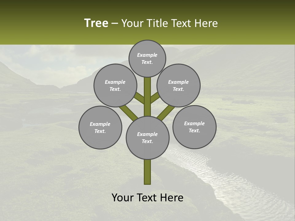 A River Running Through A Lush Green Valley PowerPoint Template