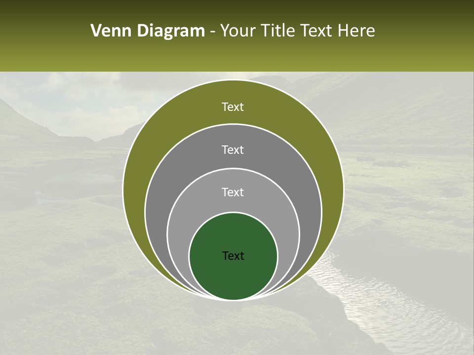 A River Running Through A Lush Green Valley PowerPoint Template