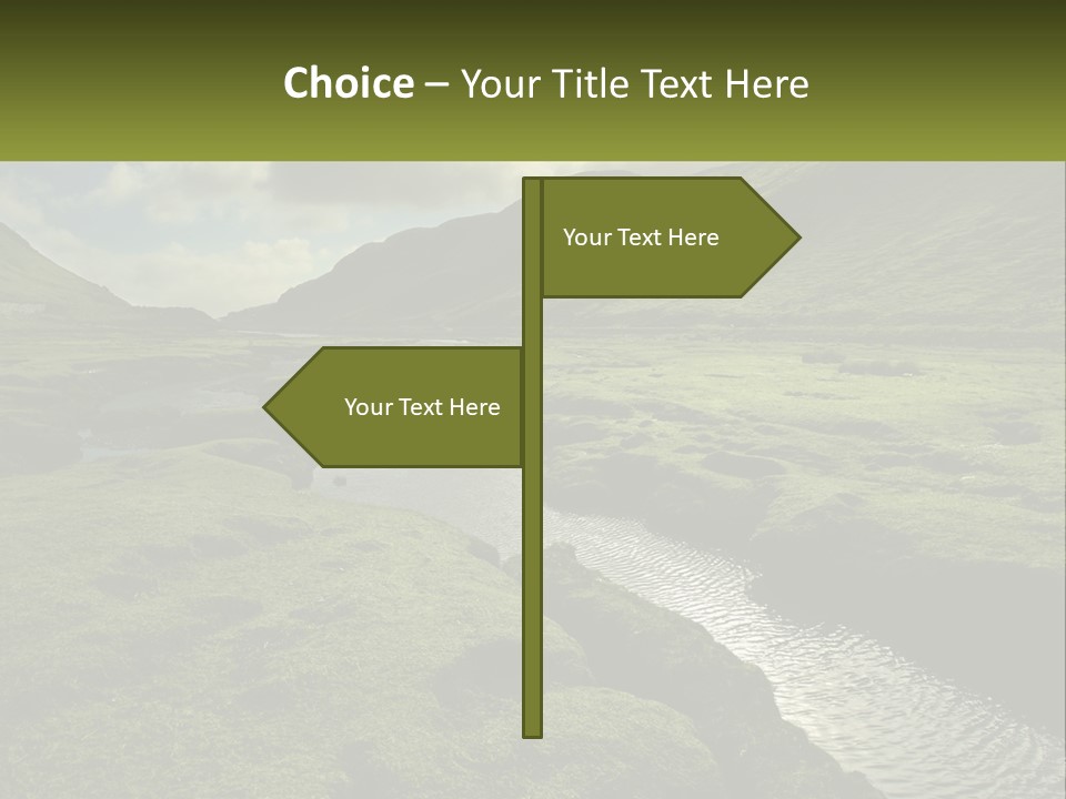 A River Running Through A Lush Green Valley PowerPoint Template