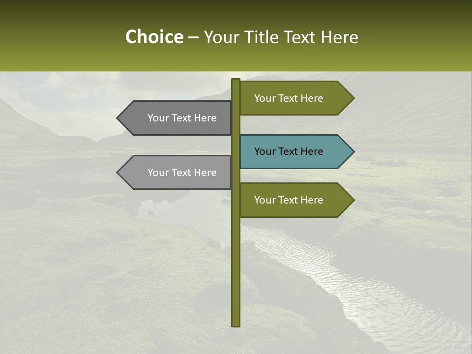 A River Running Through A Lush Green Valley PowerPoint Template
