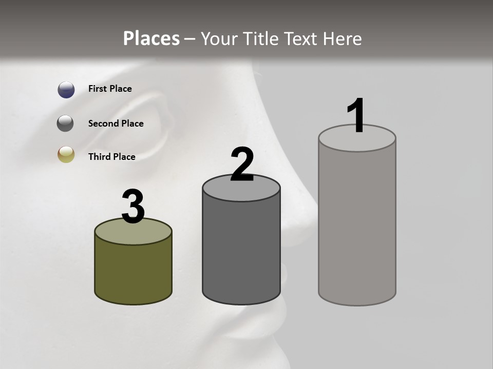 A White Statue Of A Man's Head With A Gray Background PowerPoint Template