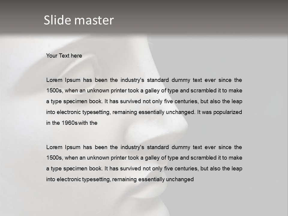 A White Statue Of A Man's Head With A Gray Background PowerPoint Template