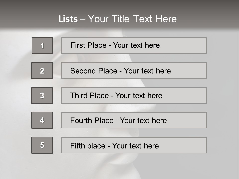 A White Statue Of A Man's Head With A Gray Background PowerPoint Template