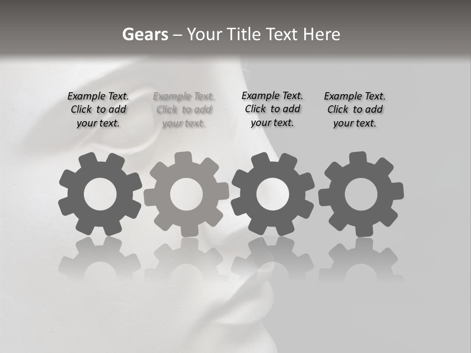 A White Statue Of A Man's Head With A Gray Background PowerPoint Template