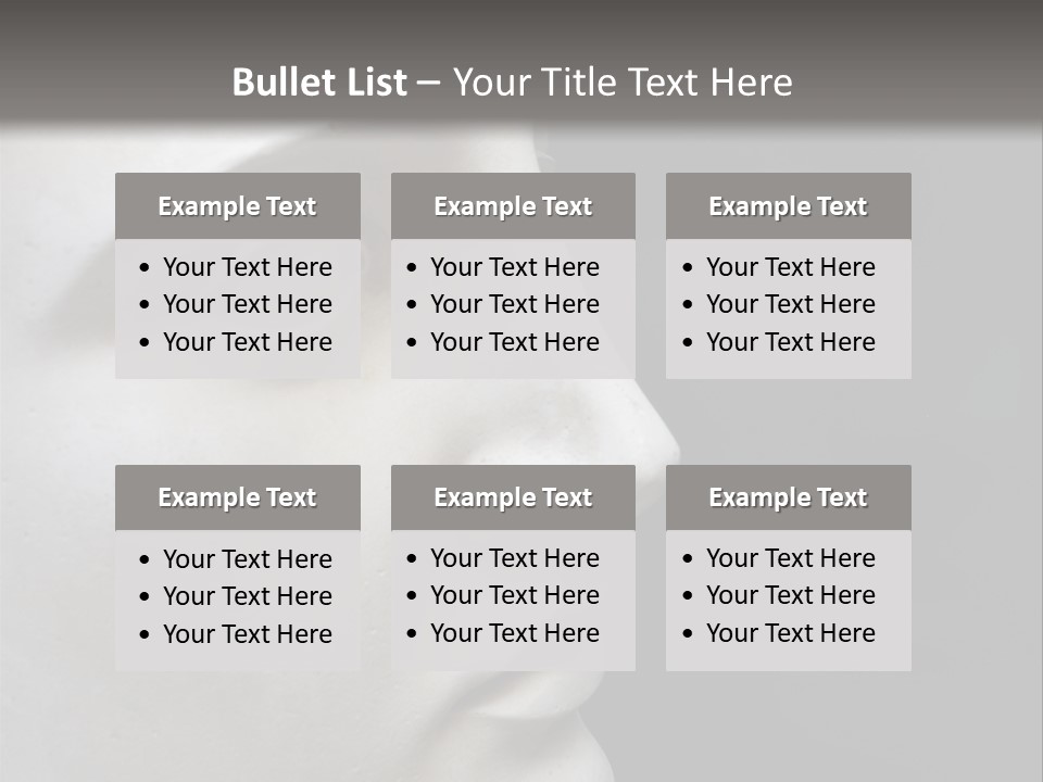 A White Statue Of A Man's Head With A Gray Background PowerPoint Template