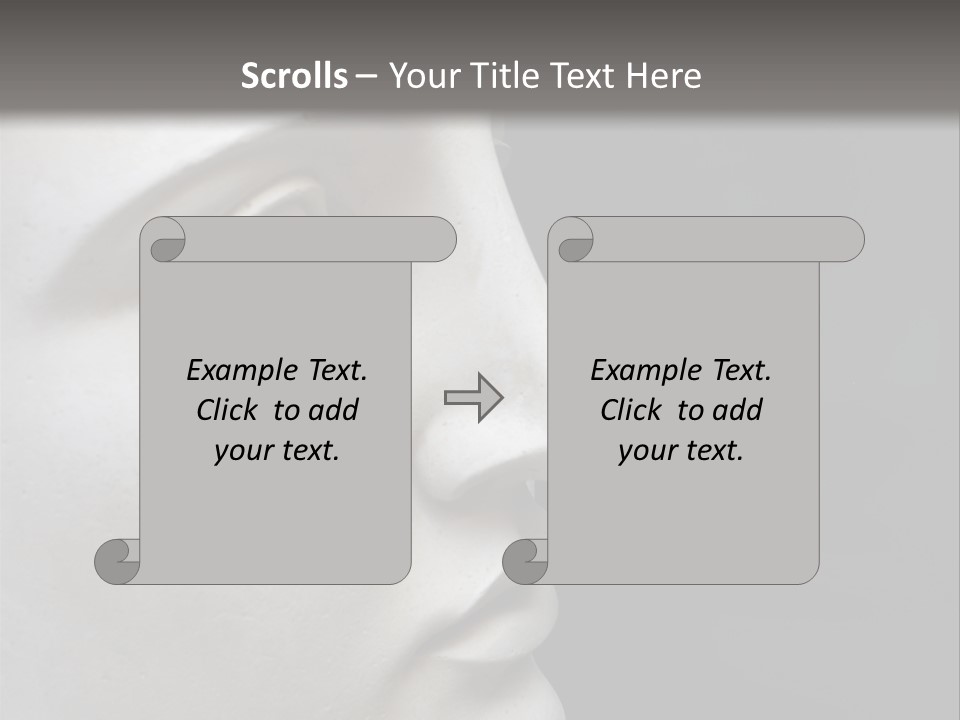 A White Statue Of A Man's Head With A Gray Background PowerPoint Template