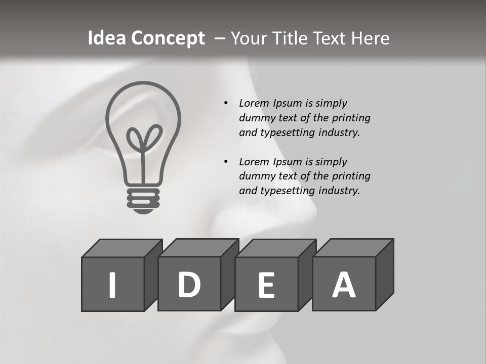 A White Statue Of A Man's Head With A Gray Background PowerPoint Template