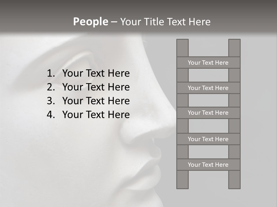 A White Statue Of A Man's Head With A Gray Background PowerPoint Template