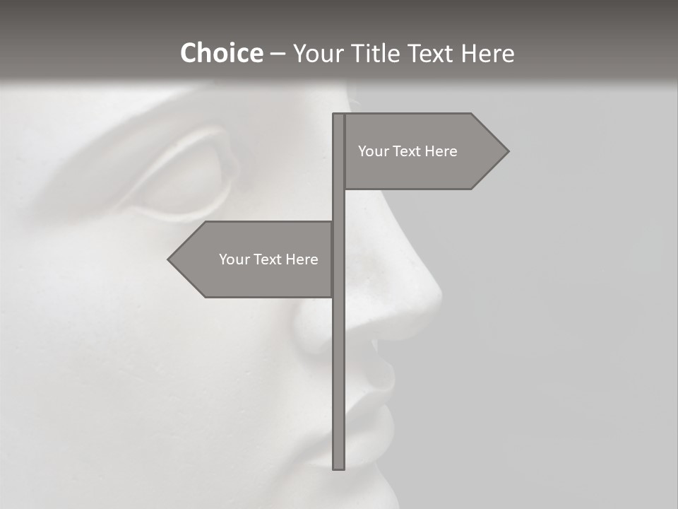 A White Statue Of A Man's Head With A Gray Background PowerPoint Template