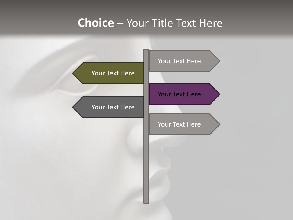 A White Statue Of A Man's Head With A Gray Background PowerPoint Template