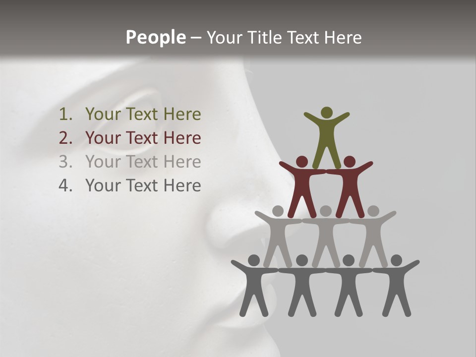 A White Statue Of A Man's Head With A Gray Background PowerPoint Template