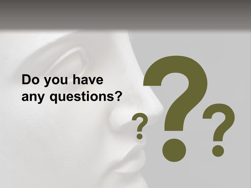 A White Statue Of A Man's Head With A Gray Background PowerPoint Template