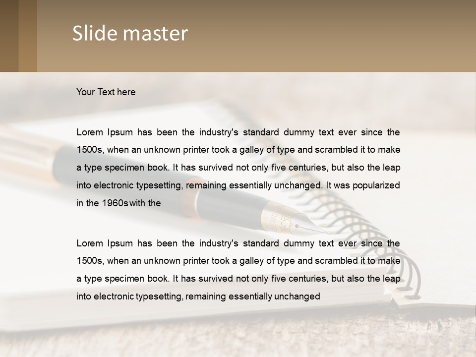 A Notebook With A Pen On Top Of It PowerPoint Template