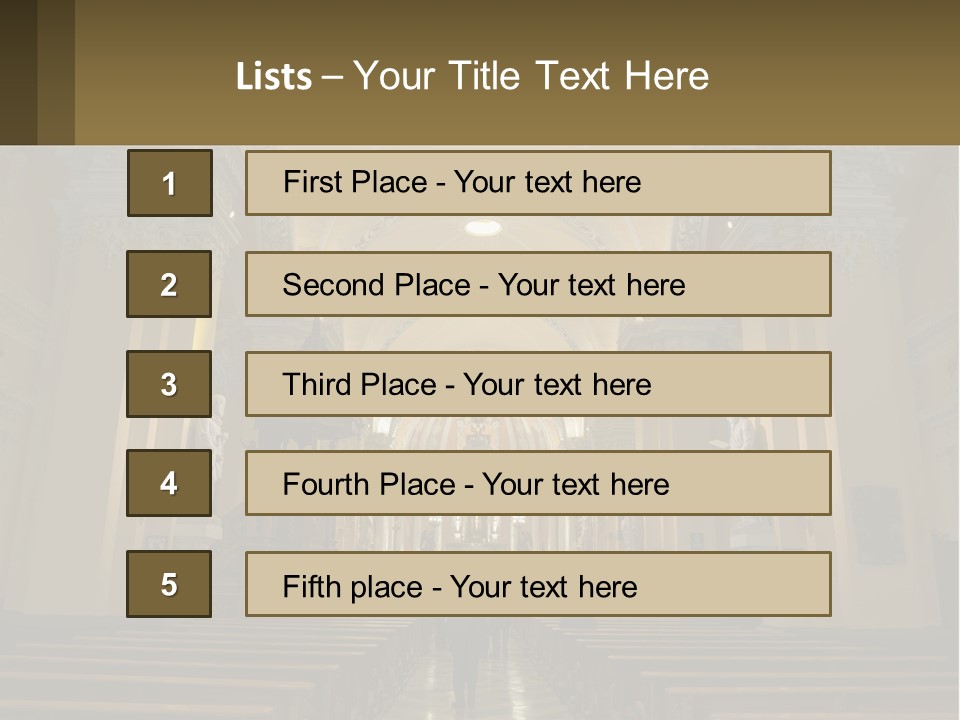 The Interior Of A Church With Columns And Arches PowerPoint Template