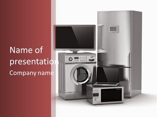 A Group Of Appliances With A Red Background PowerPoint Template