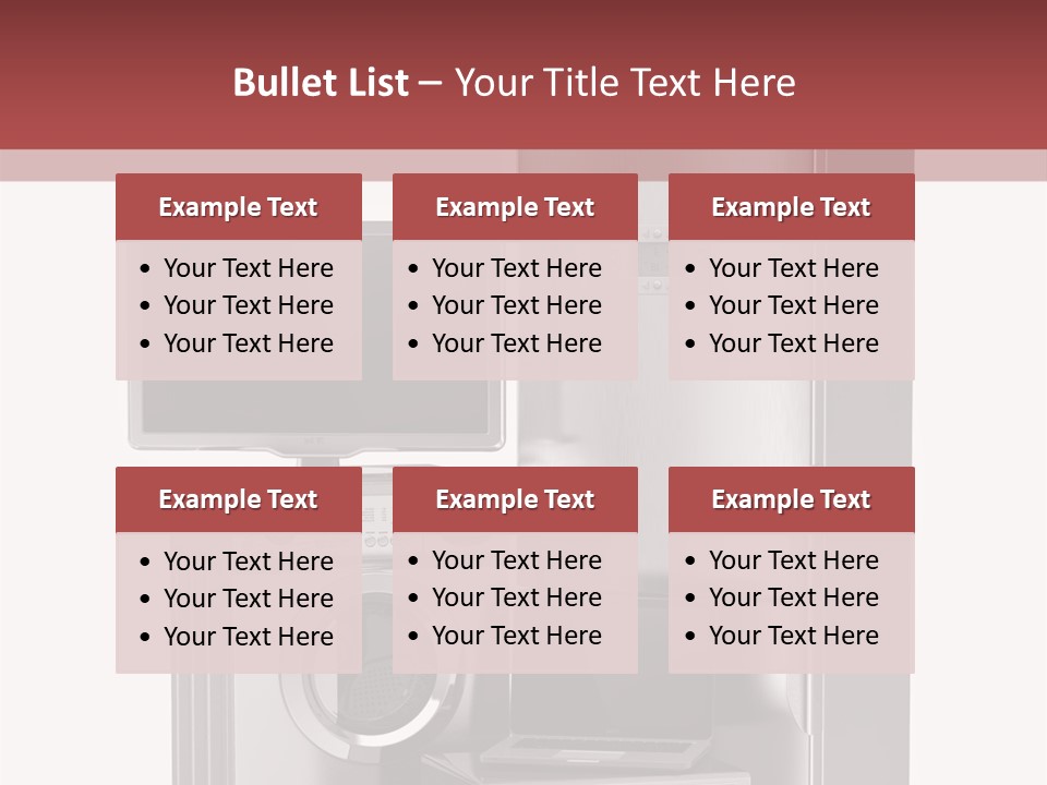 A Group Of Appliances With A Red Background PowerPoint Template