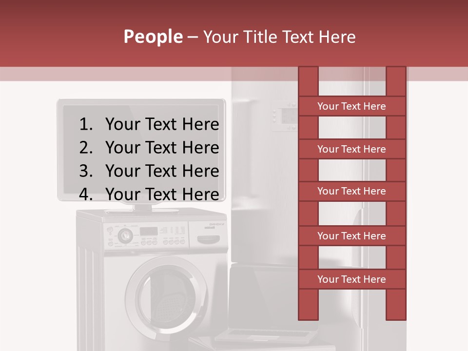 A Group Of Appliances With A Red Background PowerPoint Template