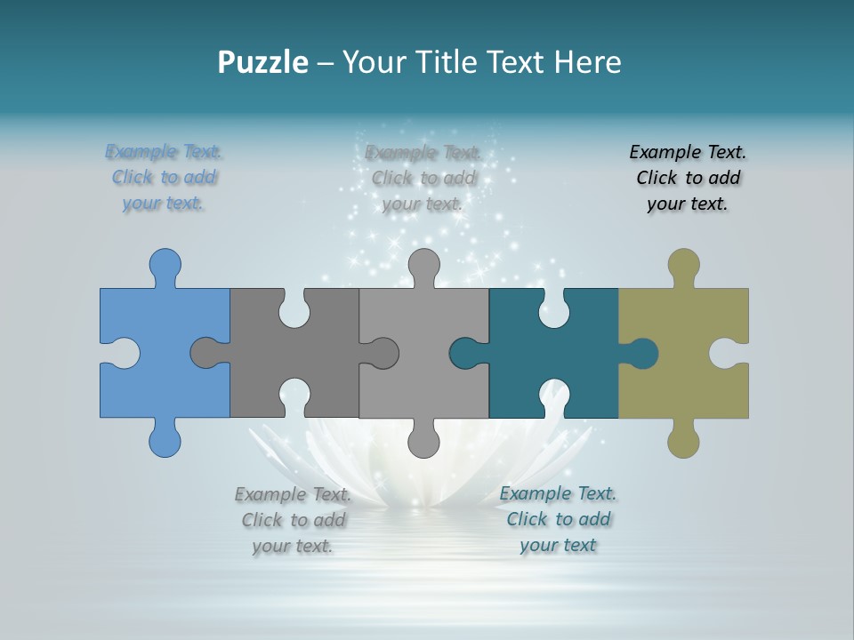 A White Flower With Sparkles On A Blue Background PowerPoint Template