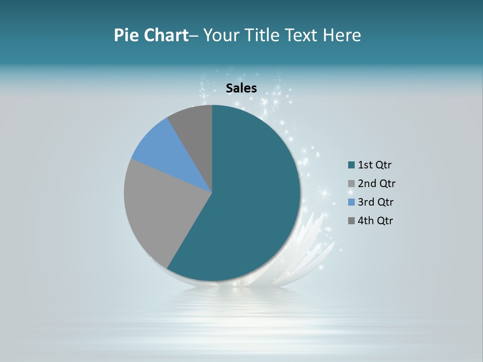 A White Flower With Sparkles On A Blue Background PowerPoint Template