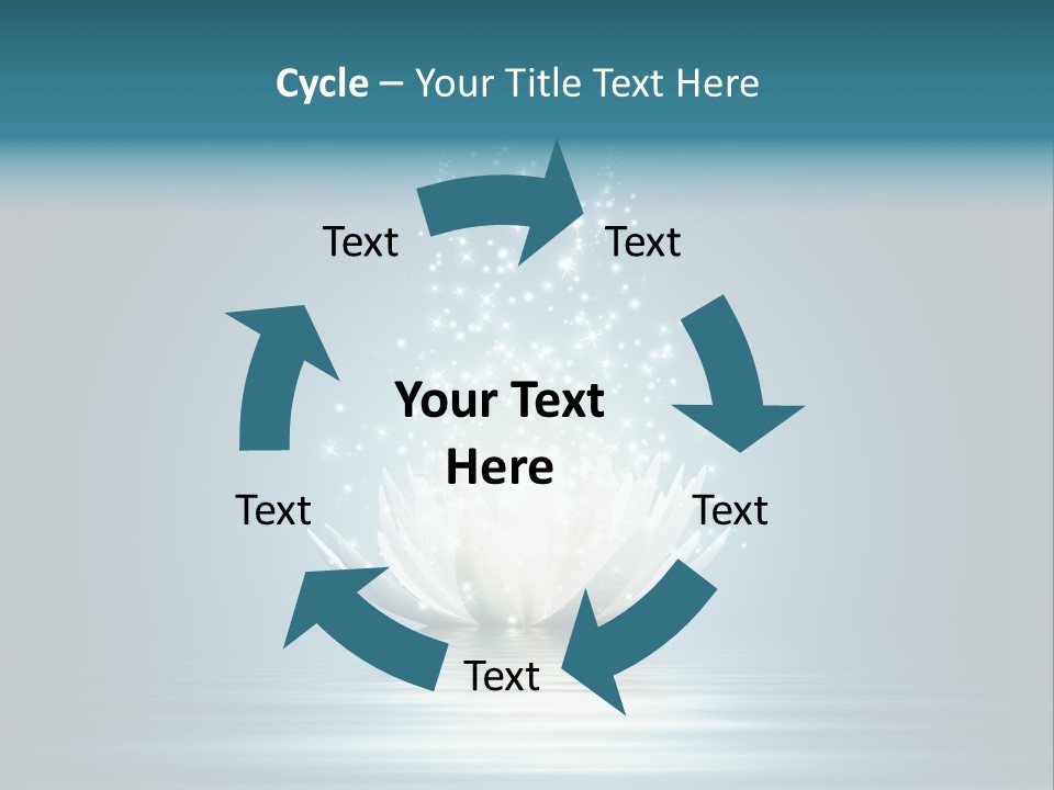 A White Flower With Sparkles On A Blue Background PowerPoint Template