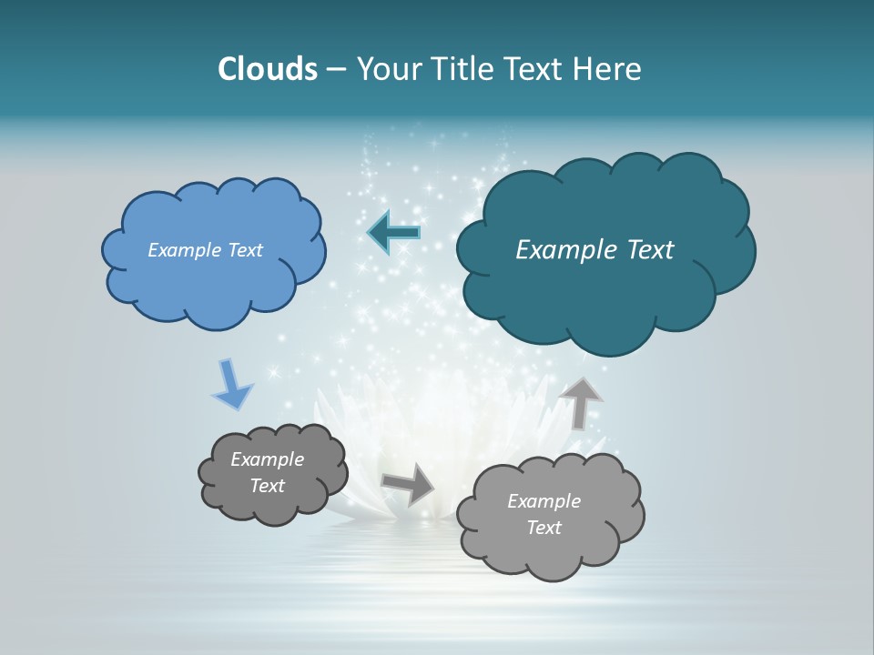 A White Flower With Sparkles On A Blue Background PowerPoint Template