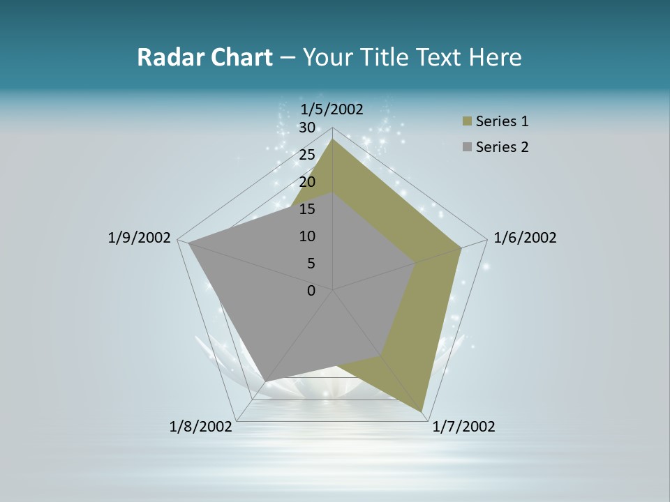 A White Flower With Sparkles On A Blue Background PowerPoint Template