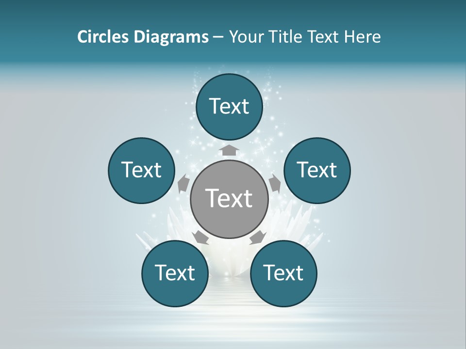 A White Flower With Sparkles On A Blue Background PowerPoint Template