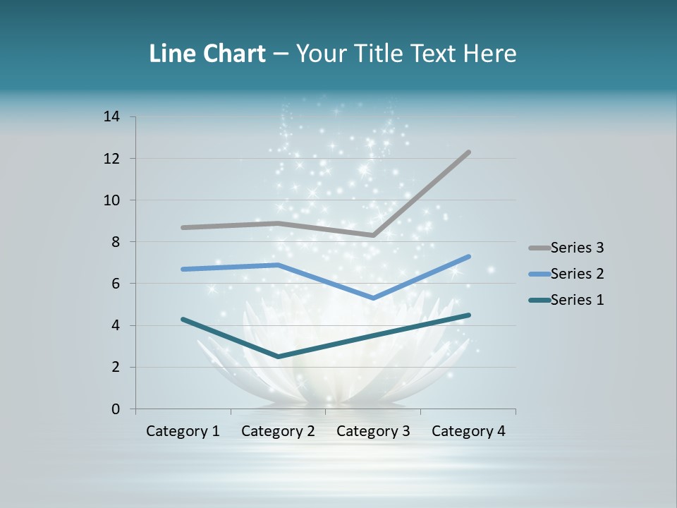 A White Flower With Sparkles On A Blue Background PowerPoint Template