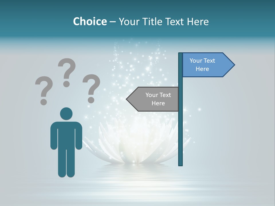 A White Flower With Sparkles On A Blue Background PowerPoint Template