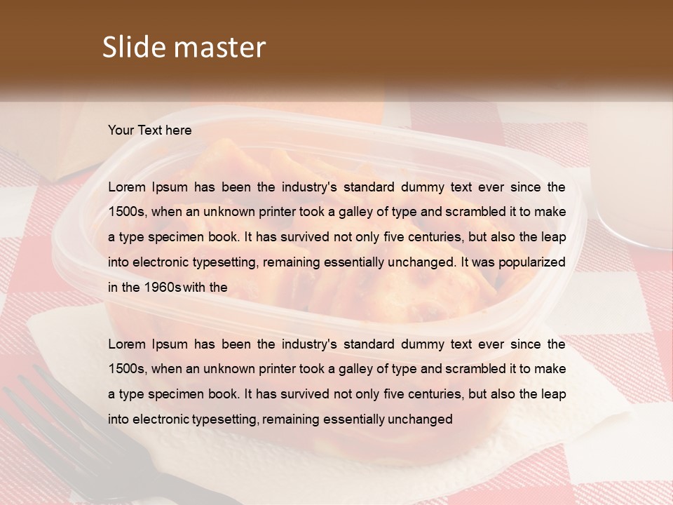 A Plastic Container Filled With Food Next To An Orange PowerPoint Template