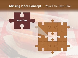 A Plastic Container Filled With Food Next To An Orange PowerPoint Template