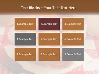 A Plastic Container Filled With Food Next To An Orange PowerPoint Template