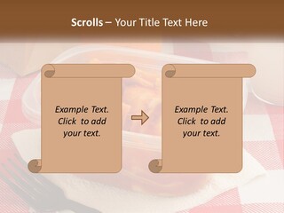 A Plastic Container Filled With Food Next To An Orange PowerPoint Template