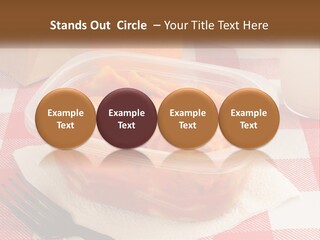 A Plastic Container Filled With Food Next To An Orange PowerPoint Template
